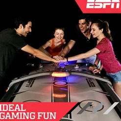 ESPN Sports Air Hockey Game Table 84 Inch Indoor Arcade Gaming Set Gray White Red
