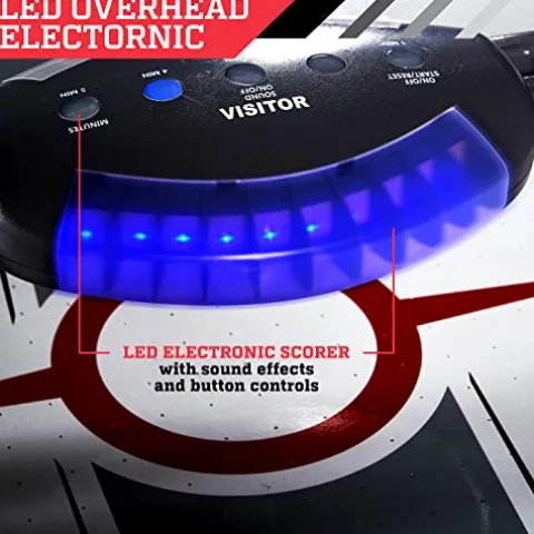 ESPN Sports Air Hockey Game Table 84 Inch Indoor Arcade Gaming Set Gray White Red