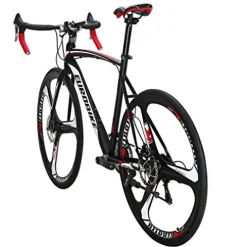 EUROBIKE Dual Disc Brake XC550 Road Bike 21 Speed Shifting System 54Cm Steel Frame 700C 3-Spoke Wheels Bicycle Blackwhite