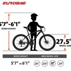 EUROBIKE Full Suspension Mountain Bike 21 Speed Bicycle 27.5″ Men’s Disc Brakes Orange