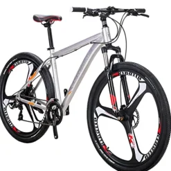 EUROBIKE Mountain Bike 29″ Men Lightweight Aluminum Frame 21-Speed Bicycles for Mens Bikes (Silvery)