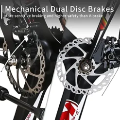 EUROBIKE Road Bike 700C Wheels 21 Speed Dual Disc Brake Bicycle 54cm Frame Black Red