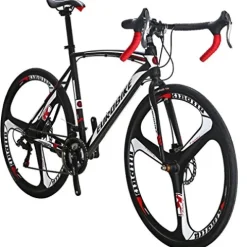 EUROBIKE Road Bike TSM550 21 Speed Dual Disc Brake 54CM 700C 3-Spoke Wheels Black White