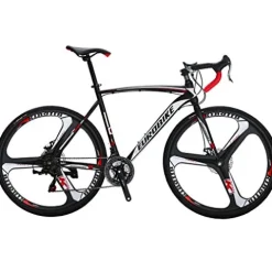 EUROBIKE Road Bike TSM550 21 Speed Dual Disc Brake 54CM 700C 3-Spoke Wheels Black White