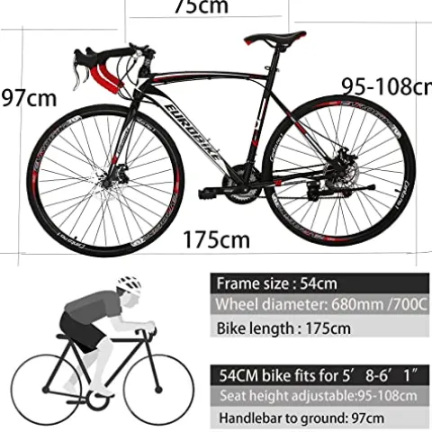 EUROBIKE XC550 Road Bike 21 Speed Women’s Bicycle Disc Brake 700C Commuter Bike 54cm-32 Spoke
