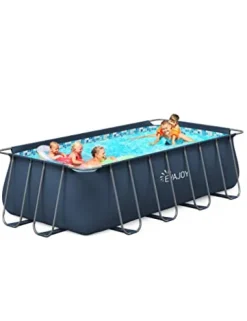 Evajoy Metal Frame Swimming Pool Set Blue