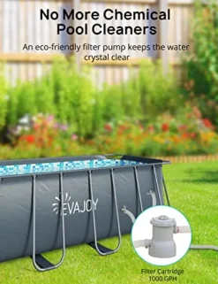 Evajoy Metal Frame Swimming Pool Set Blue