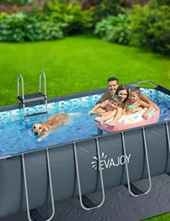 Evajoy Metal Frame Swimming Pool Set Blue