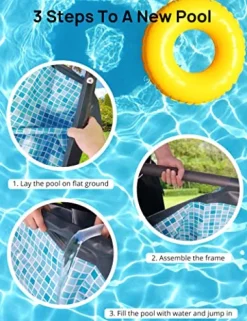 Evajoy Metal Frame Swimming Pool Set Blue