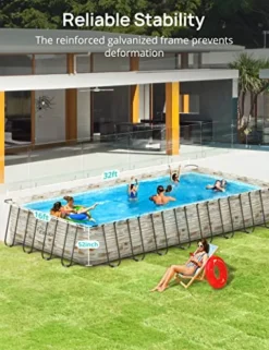 Evajoy Metal Frame Swimming Pool Set Blue