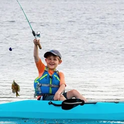 Evrwild Kids 6.5ft Kayak with Paddle, Lightweight Premium & Stable, 3-Level Footrest, Sit On Top for Youth to Teen Up to 130lbs, Grinnell Glacier Blue