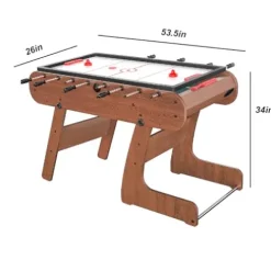 Famispick 2in1 Foldable Foosball and Air Hockey Table Brown