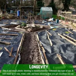 Farm Plastic Supply Heavy Duty Weed Control 6 Mil Black Plastic Sheeting 40′ x 200′