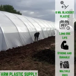 Farm Plastic Supply Panda Film Light Deprivation Greenhouse Cover 8 mil 32′ x 100′ Black