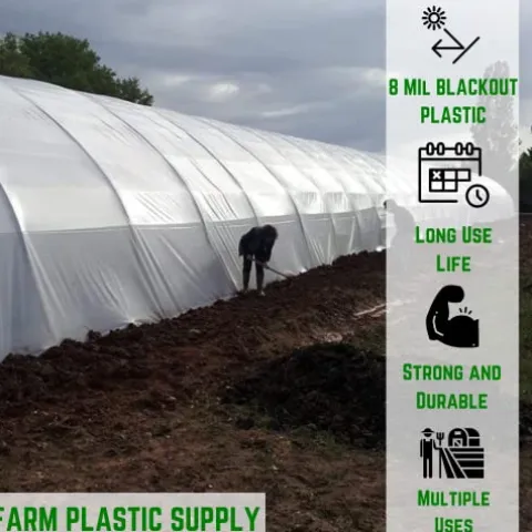 Farm Plastic Supply Panda Film Light Deprivation Greenhouse Cover 8 mil 32′ x 100′ Black