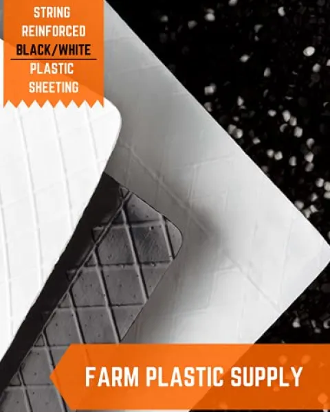 Farm Plastic Supply String Reinforced Silage Cover Black/White 6 Mil 52′ x 50′ Heavy Duty Polyethylene