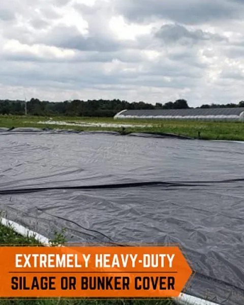 Farm Plastic Supply String Reinforced Silage Cover Black/White 6 Mil 52′ x 50′ Heavy Duty Polyethylene