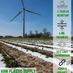 Farm Plastic Supply White Greenhouse Plastic Sheeting 6 Mil 40′ x 150′ UV Resistant