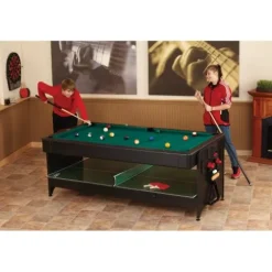 Fat Cat Original 3-in-1 Pockey Multi-Game Table – Air Hockey, Billiards, Table Tennis Green
