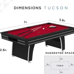 Fat Cat Tucson 7′ Pool Table with Automatic Ball Return Red