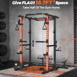 FEIERDUN Multi-Function Squat Rack Power Cage FLA01 with Cable Crossover System Orange