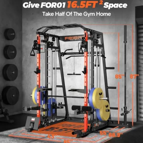 FEIERDUN Power Cage Smith Machine FOR01 + Weight Bench +BP 230lb