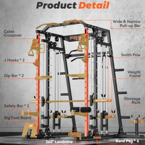 FEIERDUN Smith Machine FOR01 Home Gym Power Cage Orange
