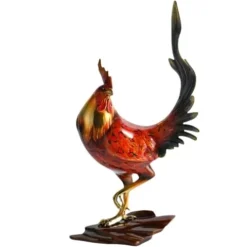 FENGSHUI-CAISHEN Colourful Metal Rooster Statue