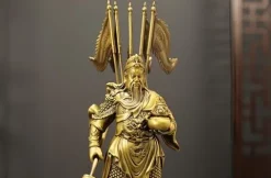 FENGSHUI-CAISHEN Guan Yu Statue Brass 27 Inch God of Wealth Fortune Figurine