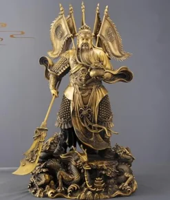 FENGSHUI-CAISHEN Guan Yu Statue Brass 41 Inch