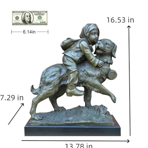 FENGSHUI-CAISHEN Pure Copper Dog Statue Aeneous