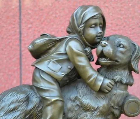 FENGSHUI-CAISHEN Pure Copper Dog Statue Aeneous