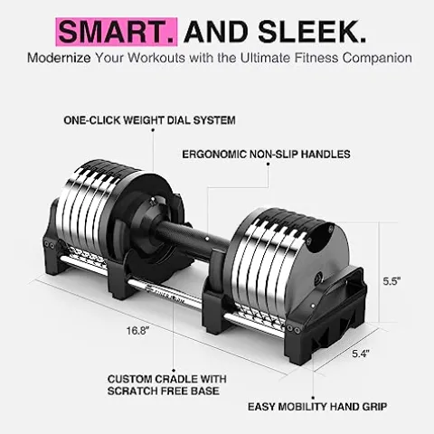 FF Finer Form Adjustable Dumbbells 5-32.5 LBs Chrome