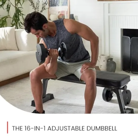 FF Finer Form NÜOBELL Adjustable Dumbbell Pair 5-80 lbs Black and Silver