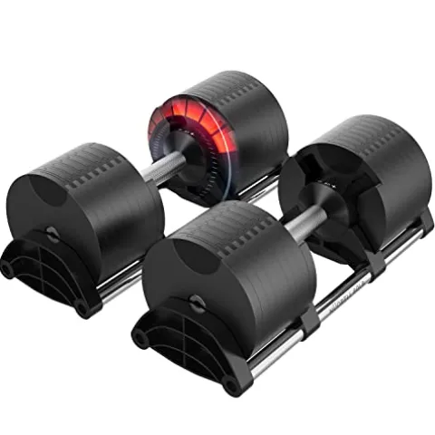 FF Finer Form NÜOBELL Adjustable Dumbbell Pair 5-80 lbs Black and Silver