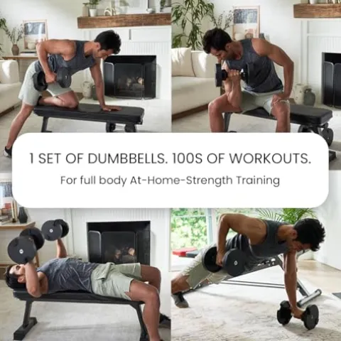 FF Finer Form NUOBELL Adjustable Dumbbell Pair 5-80 lbs Tactical Green