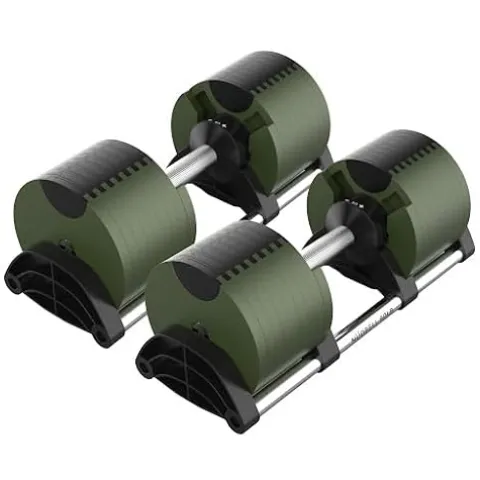 FF Finer Form NUOBELL Adjustable Dumbbell Pair 5-80 lbs Tactical Green