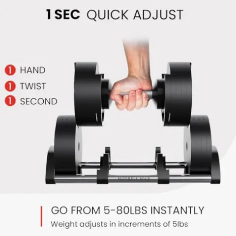 FF Finer Form NUOBELL Adjustable Dumbbell Pair 5-80 lbs Tactical Green