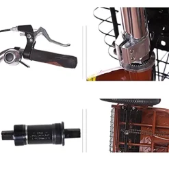 FGVDJ Adult Tricycle 16″ Trike Cruiser Bike 1 Speed Cargo Cycling with Light & Basket Brown