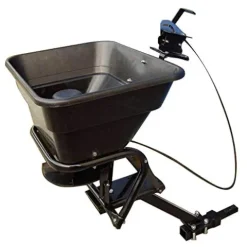 Field Tuff 12V ATV Hitch Mount Receiver 80 lb Fertilizer Spreader Black (2 Pack)