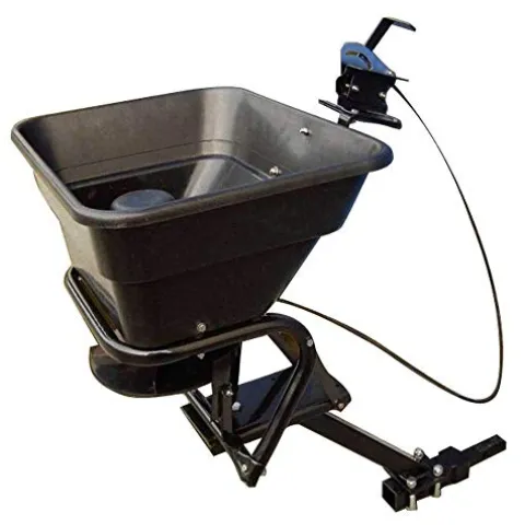 Field Tuff 12V ATV Hitch Mount Receiver 80 lb Fertilizer Spreader Black (2 Pack)