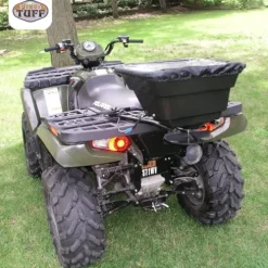 Field Tuff 12V ATV Hitch Mount Receiver 80 lb Fertilizer Spreader Black (2 Pack)