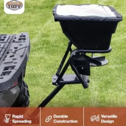 Field Tuff 12V ATV Hitch Mount Receiver 80 lb Fertilizer Spreader Black (2 Pack)