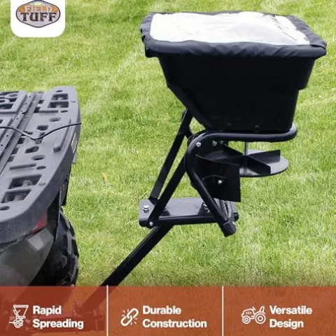 Field Tuff 12V ATV Hitch Mount Receiver 80 lb Fertilizer Spreader Black (2 Pack)