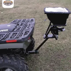 Field Tuff 12V ATV Hitch Mount Receiver 80 lb Fertilizer Spreader Black (2 Pack)