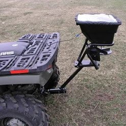 Field Tuff 12V ATV Hitch Mount Receiver 80 lb Fertilizer Spreader Black (2 Pack)