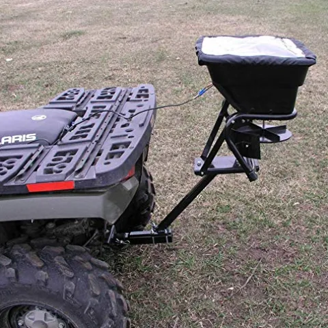 Field Tuff 12V ATV Hitch Mount Receiver 80 lb Fertilizer Spreader Black (2 Pack)