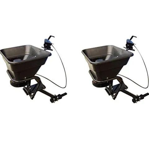 Field Tuff 12V ATV Hitch Mount Receiver 80 lb Fertilizer Spreader Black (2 Pack)