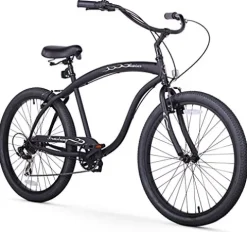 Firmstrong Bruiser Man Seven Speed Beach Cruiser Bicycle Matte Black
