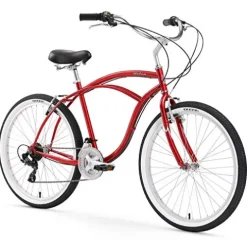 Firmstrong Urban Man Beach Cruiser Bike 26-Inch 21-Speed Red